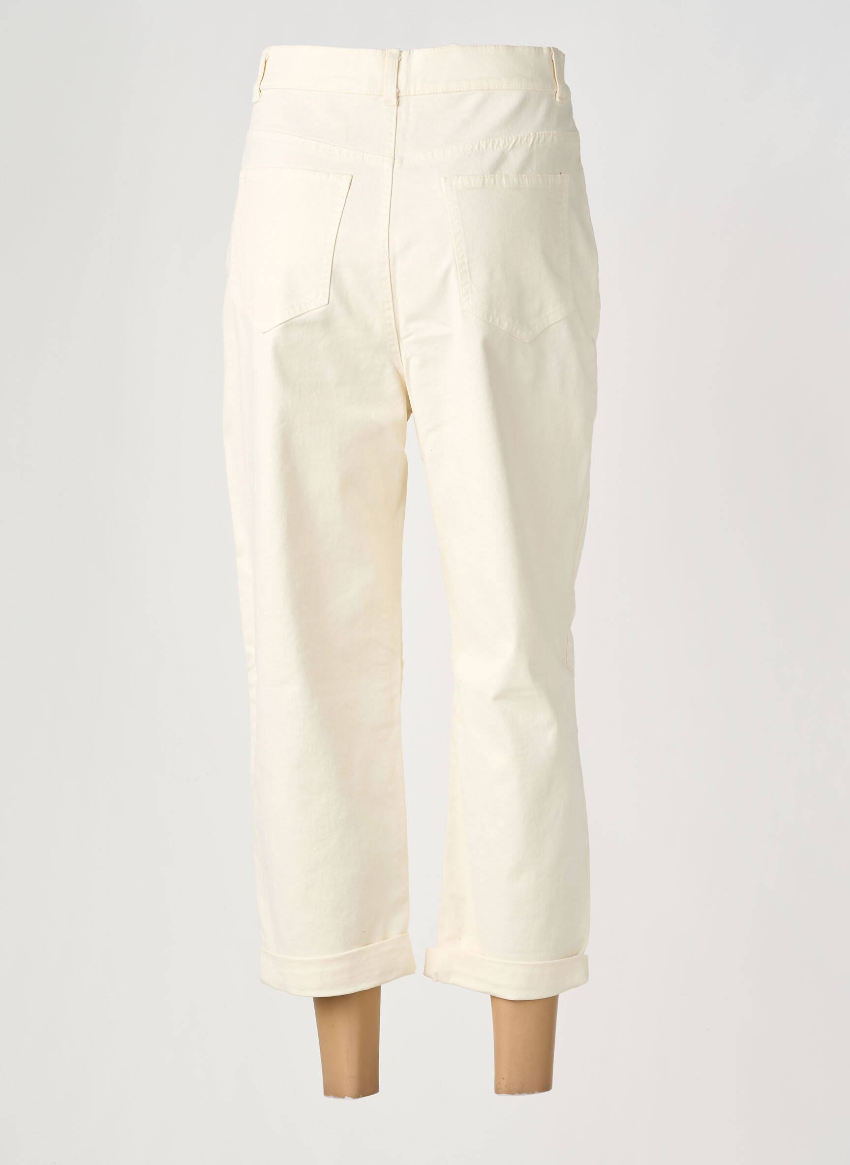 Pantalon 7/8 talie înaltă talie înaltă bej SOUVENIR femeie