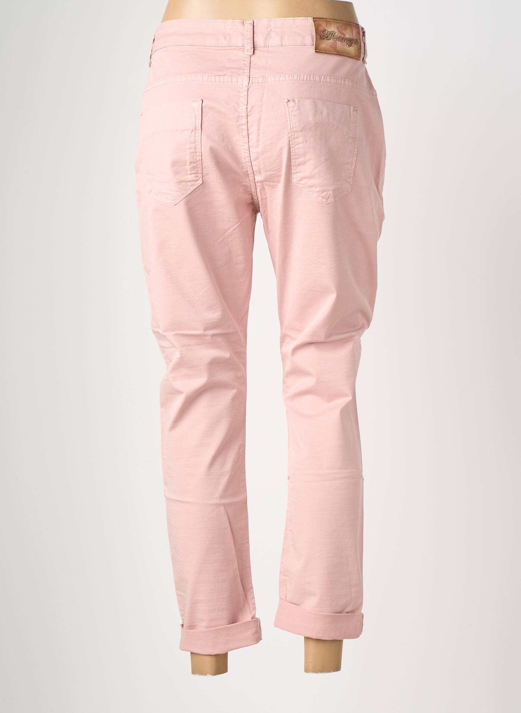 Pantalon slim țesătură poplin mărime normală roz ALMANEGRA femeie