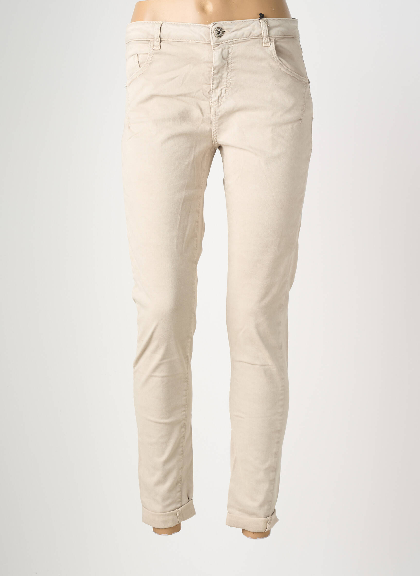 Pantalon slim talie elastică mărime normală bej MARYLEY femeie