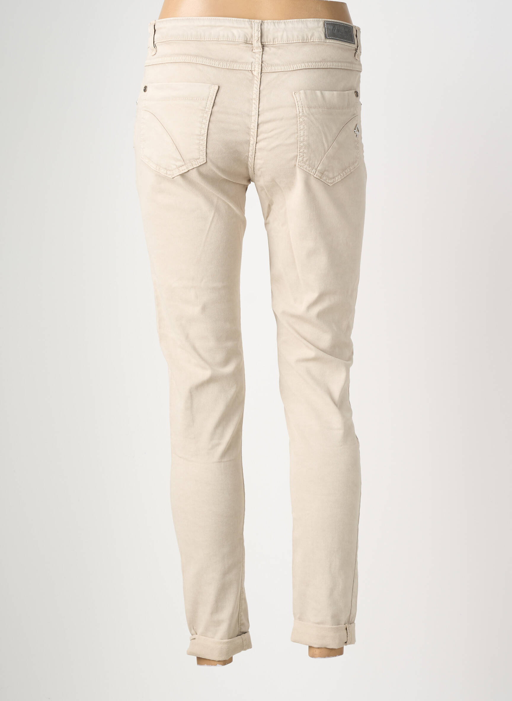 Pantalon slim talie elastică mărime normală bej MARYLEY femeie