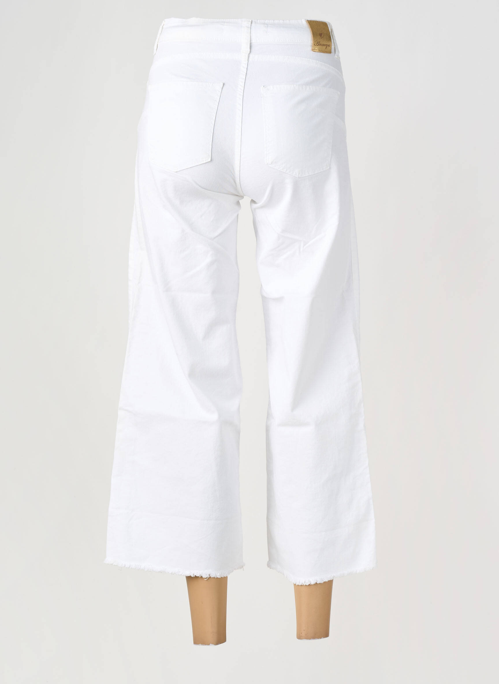 Pantalon 7/8 elasticitate mărime normală alb ALMANEGRA femeie