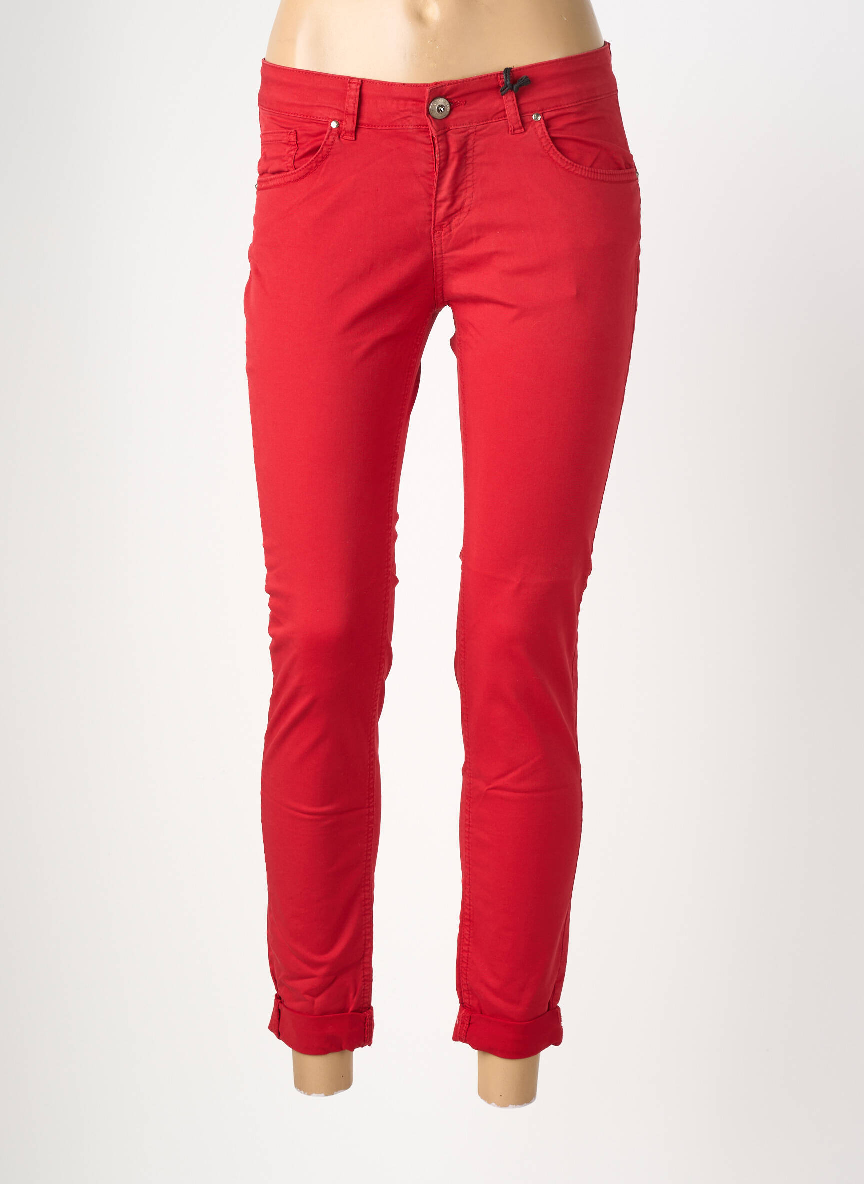 Pantalon 7/8 elasticitate mărime normală roșu ALMANEGRA femeie