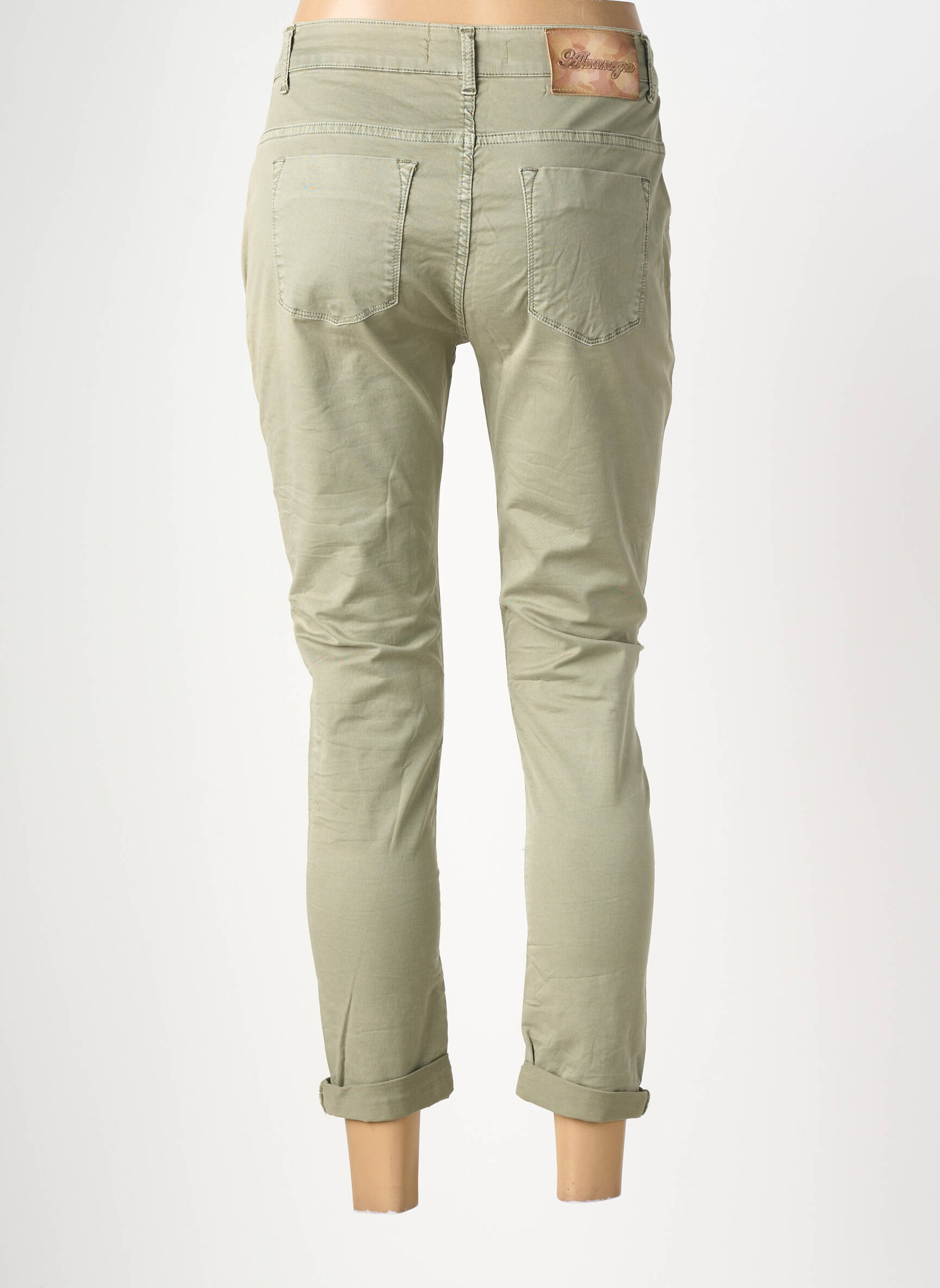 Pantalon 7/8 elasticitate mărime normală verde ALMANEGRA femeie