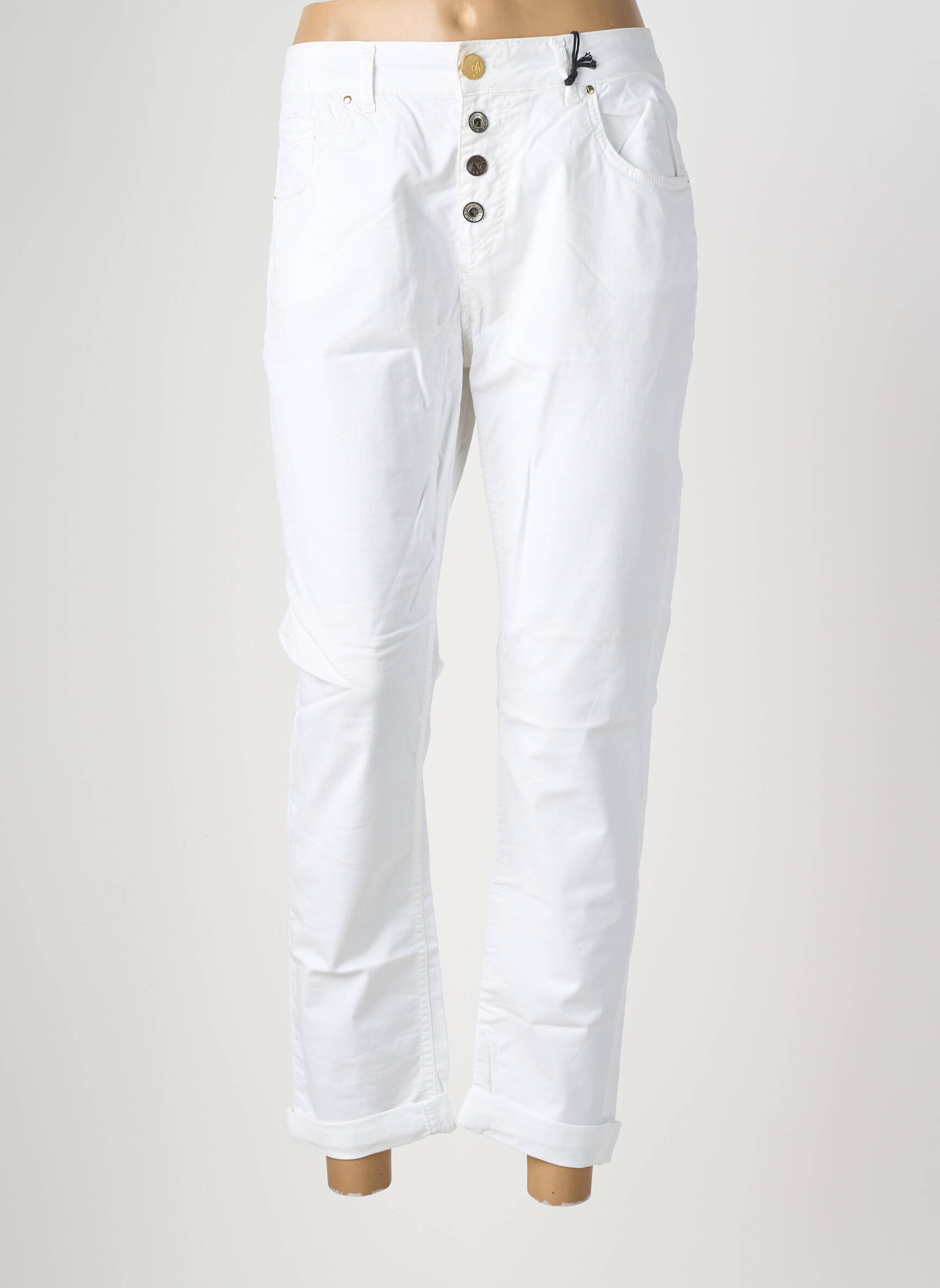 Pantalon 7/8 elasticitate mărime normală alb ALMANEGRA femeie
