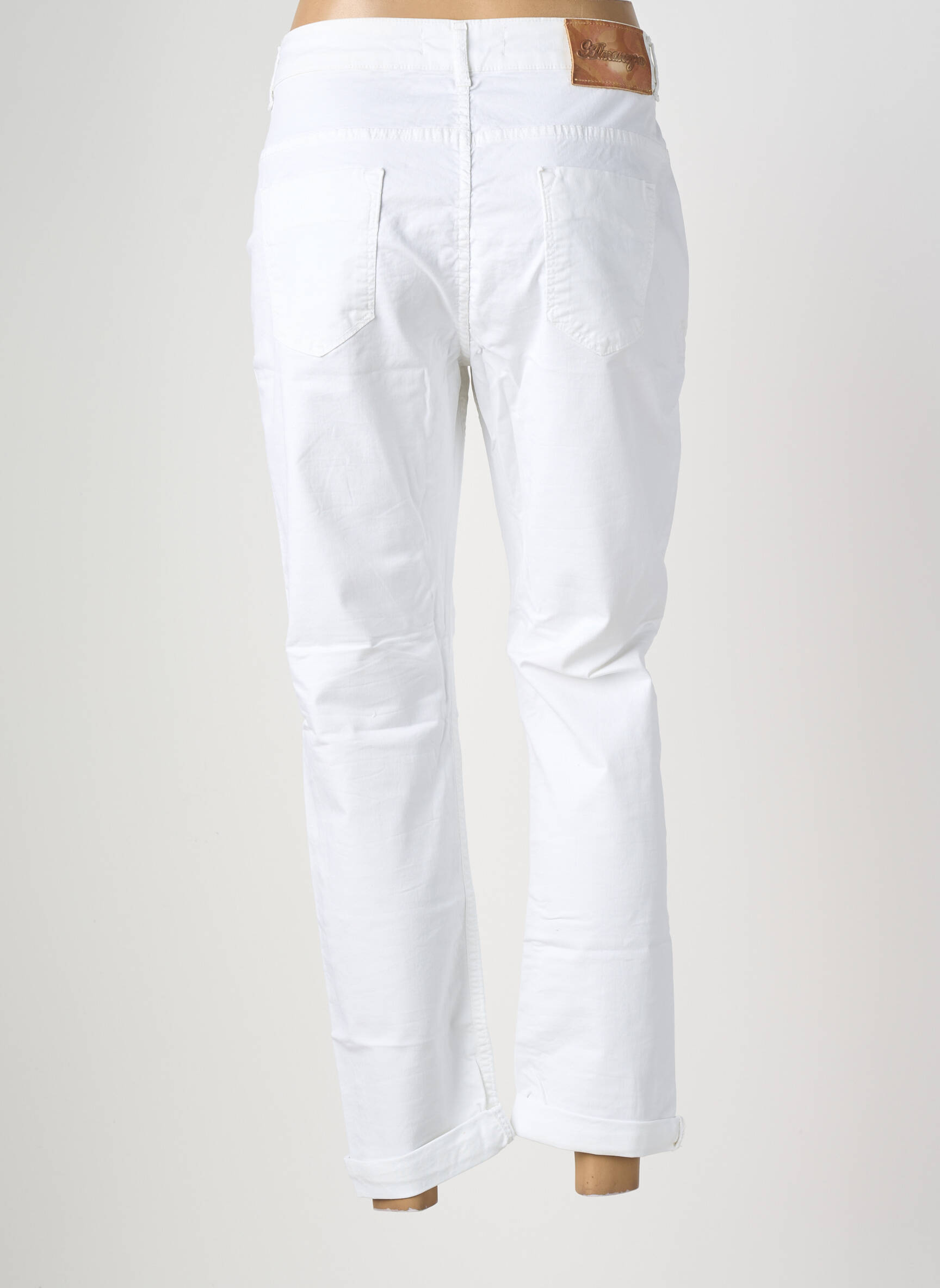 Pantalon 7/8 elasticitate mărime normală alb ALMANEGRA femeie