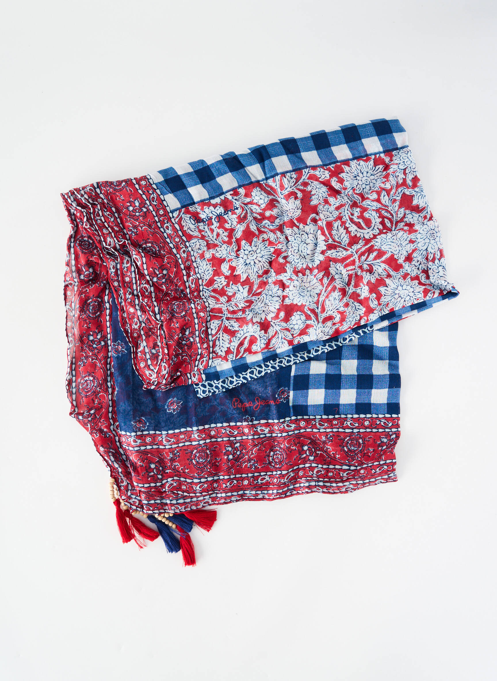 Eșarfă țesătură poplin albastru PEPE JEANS femeie