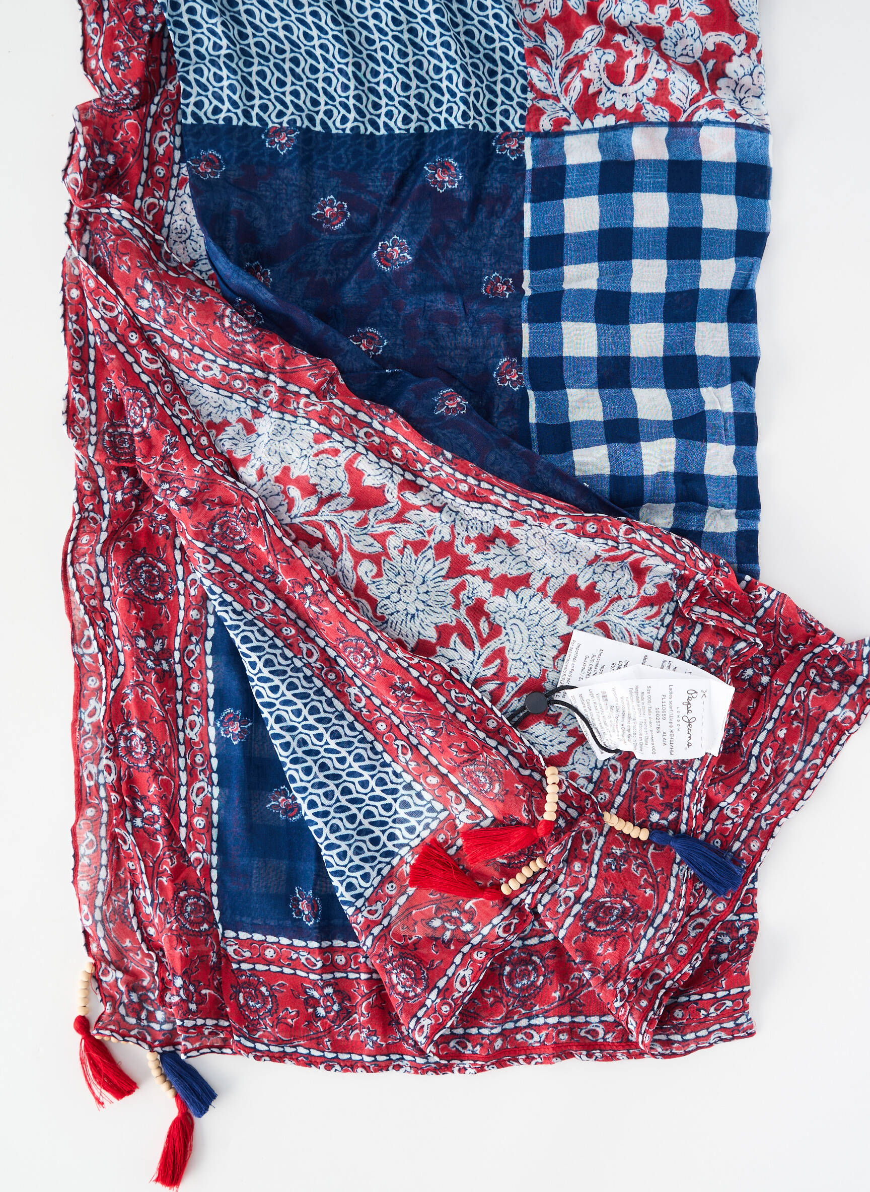 Eșarfă țesătură poplin albastru PEPE JEANS femeie