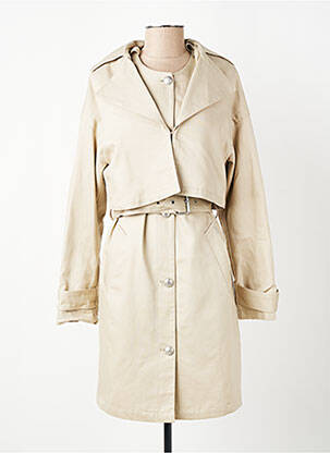 Trench țesătură poplin fără glugă bej IKKS femeie