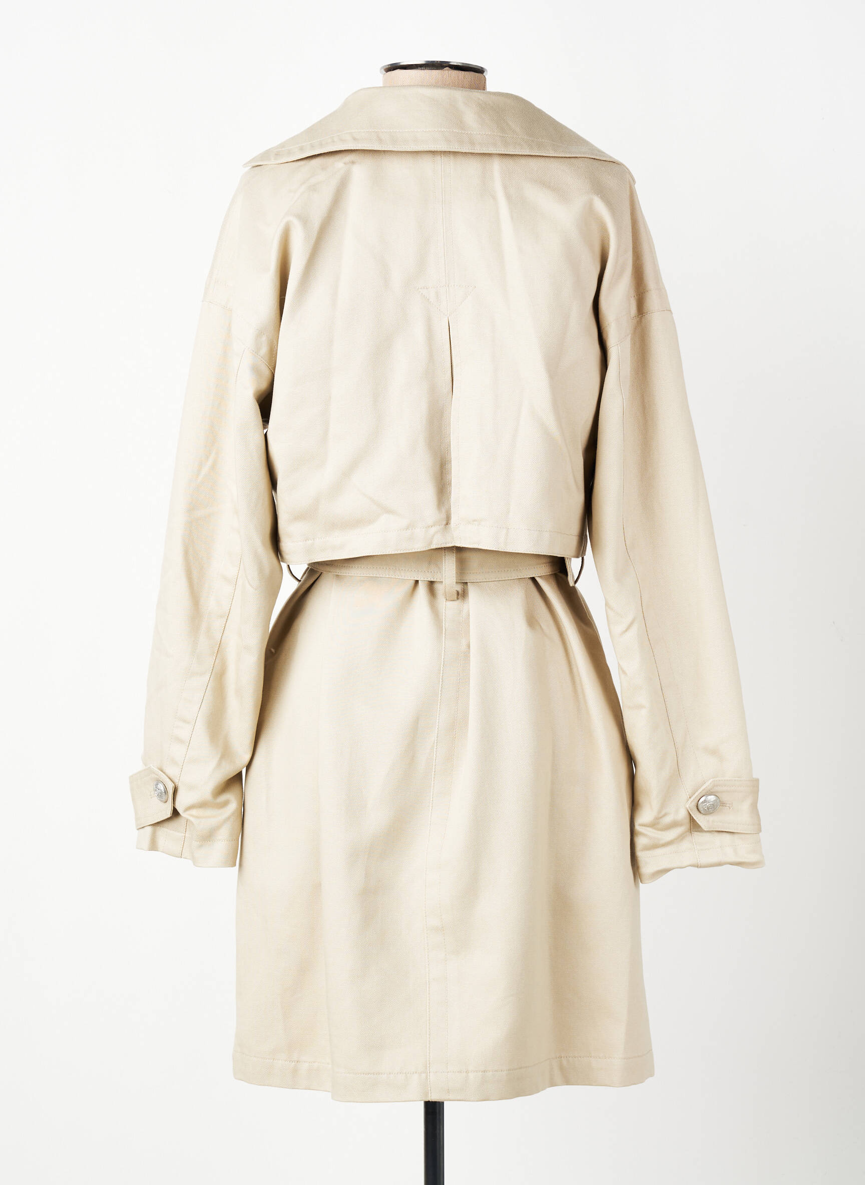 Trench țesătură poplin fără glugă bej IKKS femeie