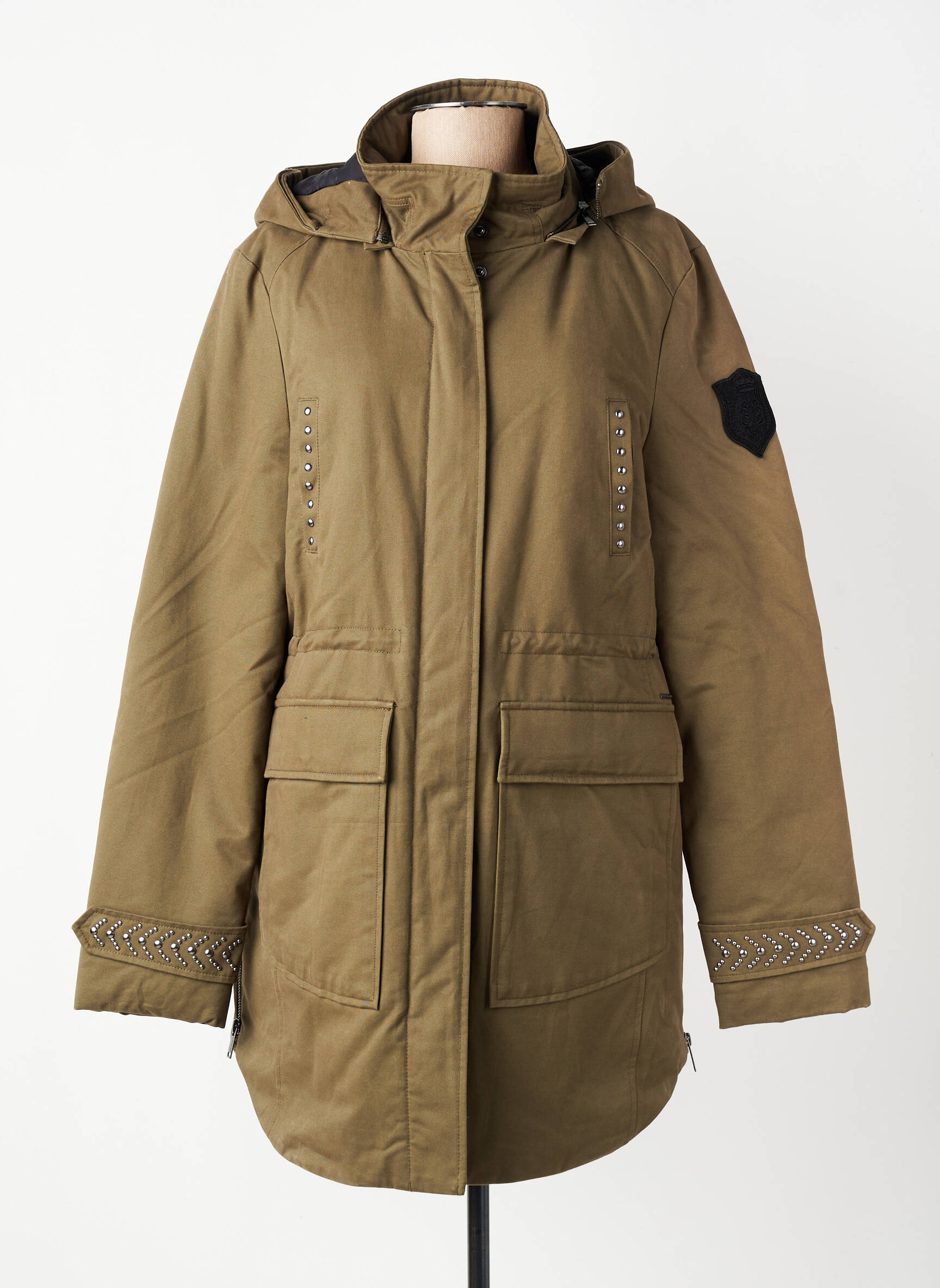 Parka mâneci lungi cu glugă verde IKKS femeie