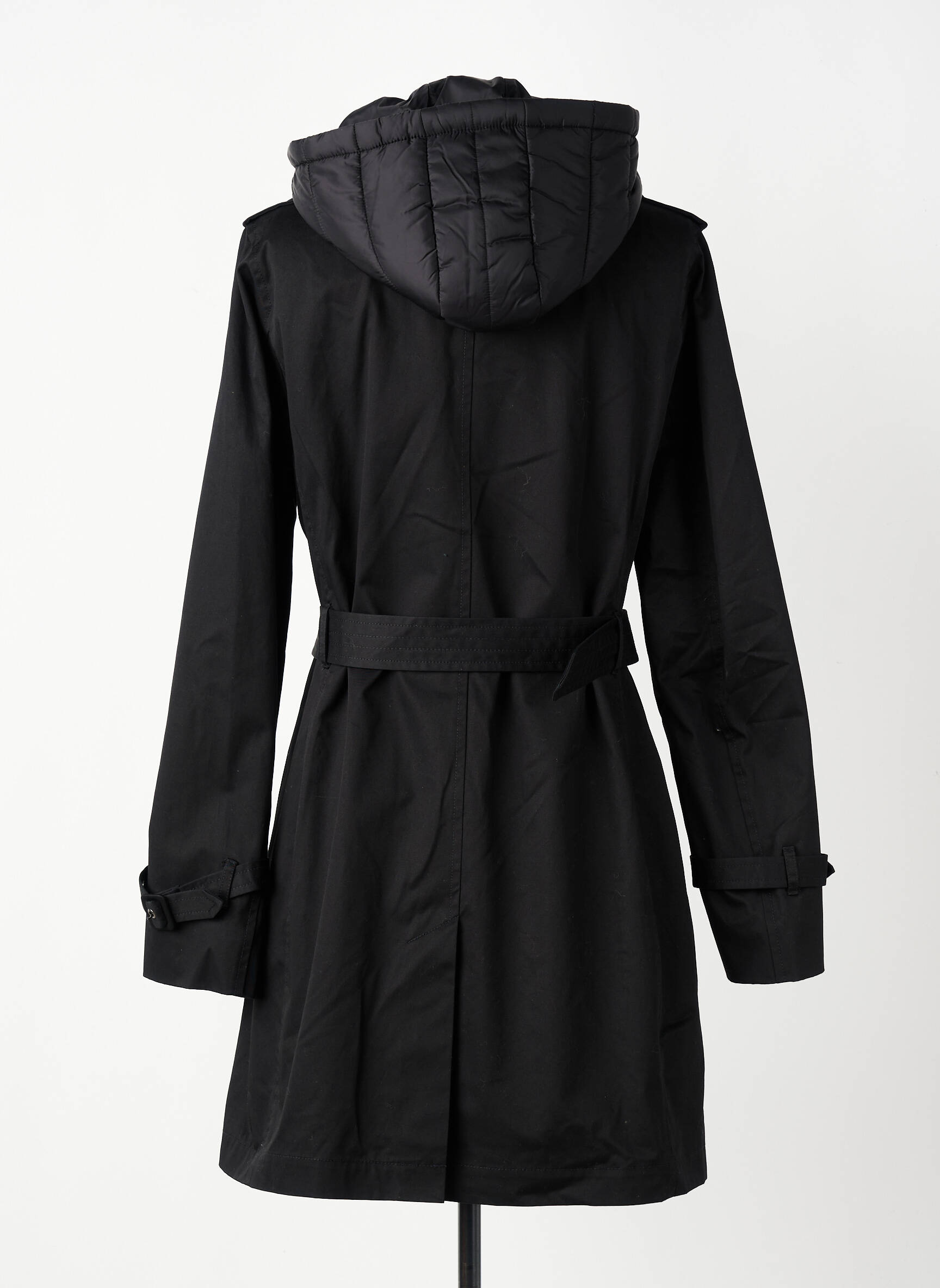 Trench țesătură poplin cu glugă negru IKKS femeie