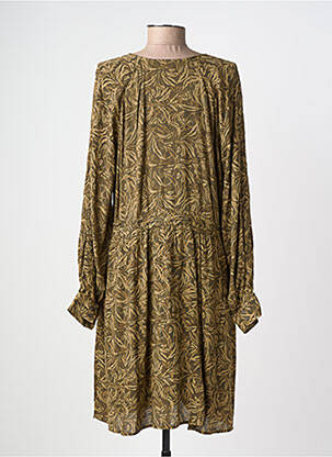 Rochie midi imprimeu floral mâneci lungi verde YAYA femeie
