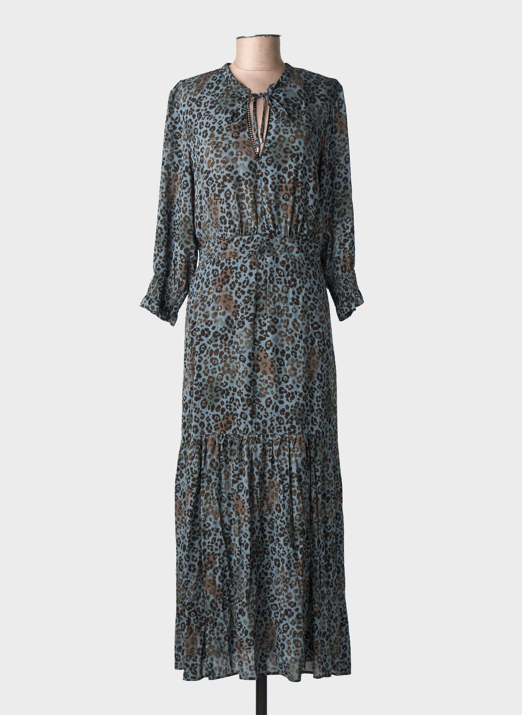 Rochie lungă mâneci lungi mâneci lungi albastru IKKS femeie