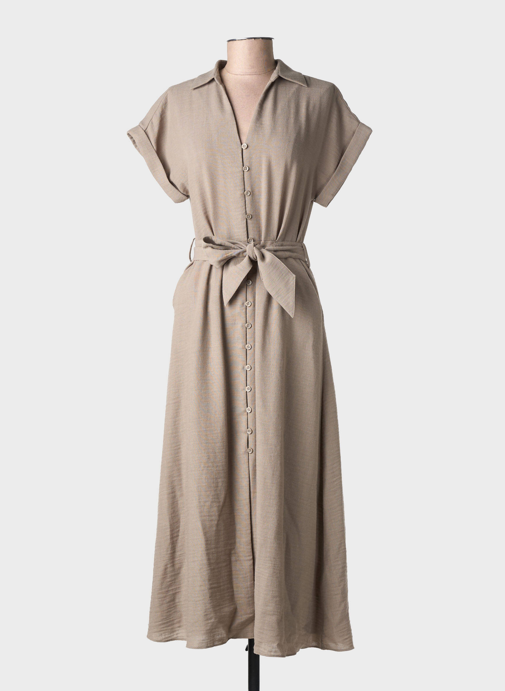 Rochie lungă mâneci scurte mâneci scurte maro YAYA femeie