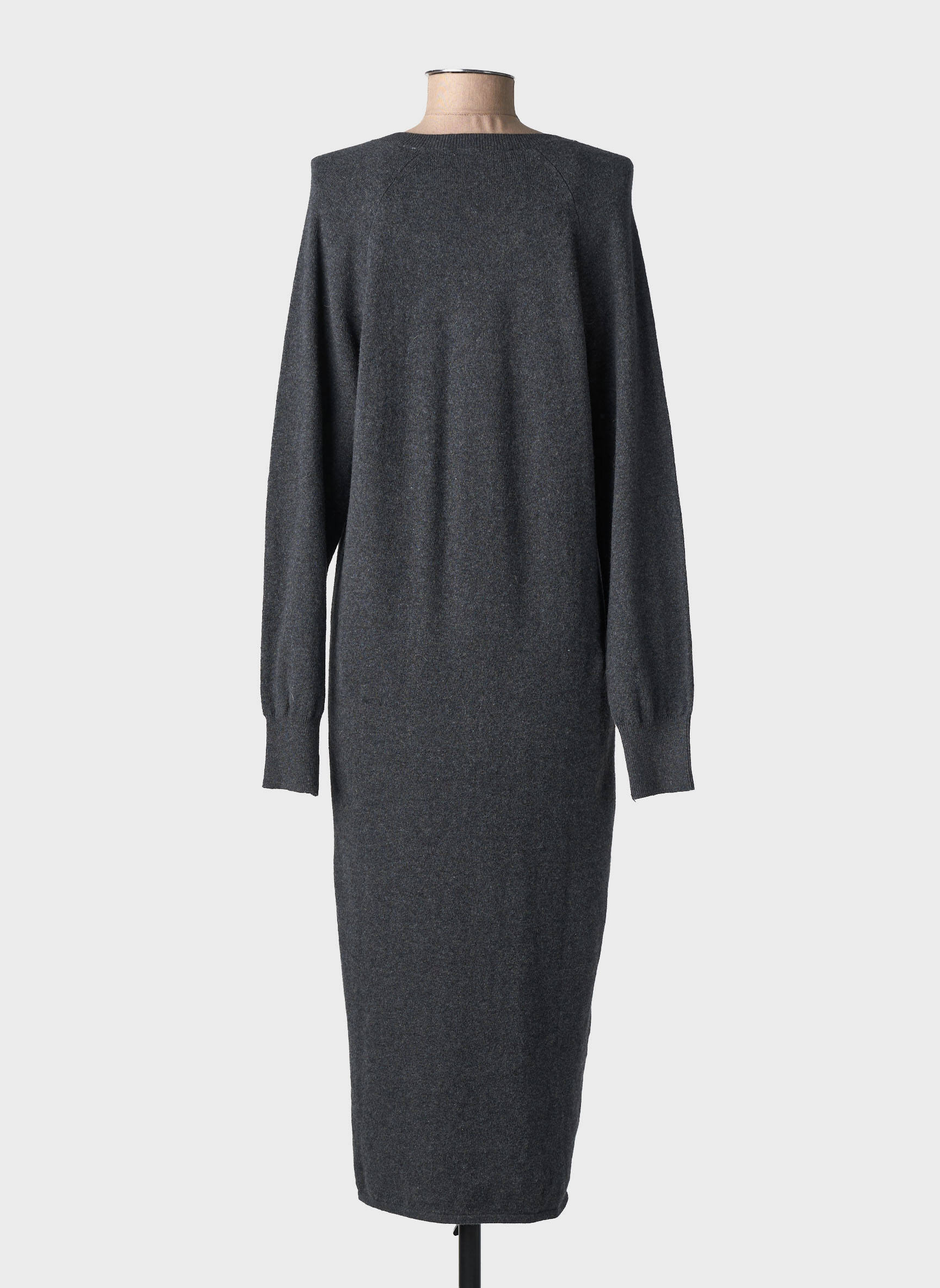 Rochie pulover guler în v mâneci lungi gri YAYA femeie