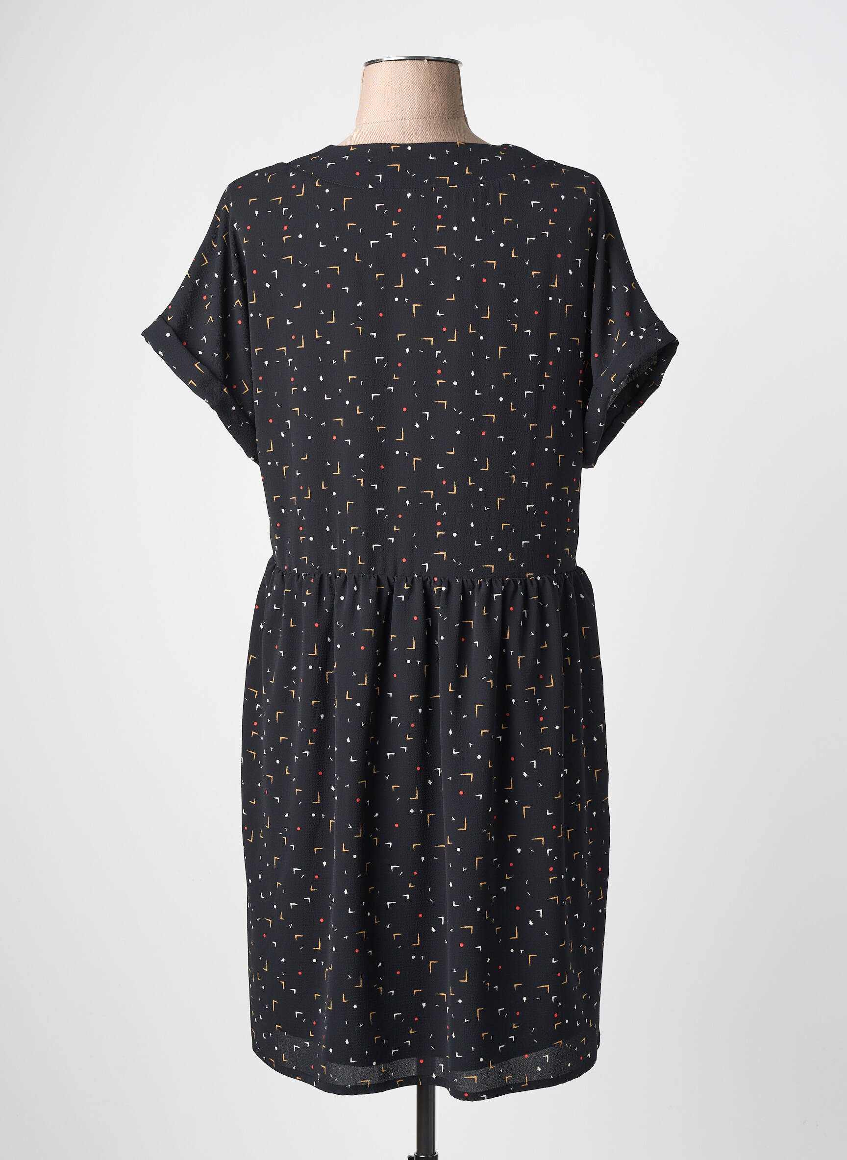 Rochie midi croială fluidă mâneci scurte negru I.CODE (By IKKS) femeie