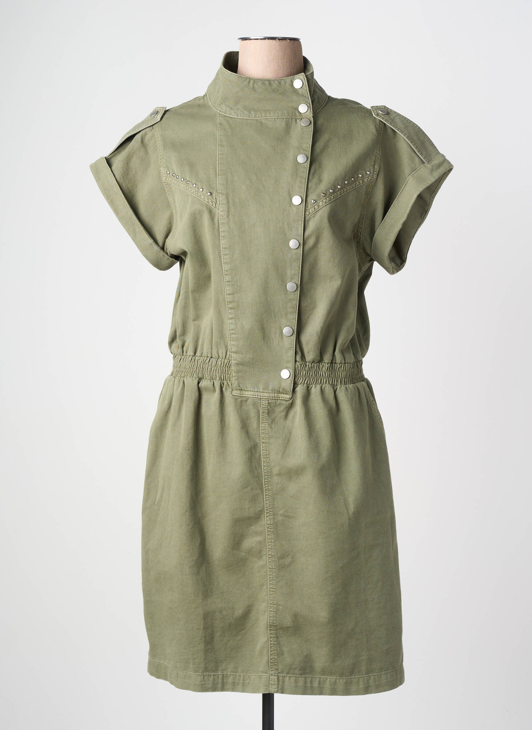 Rochie midi mâneci scurte mâneci scurte verde IKKS femeie