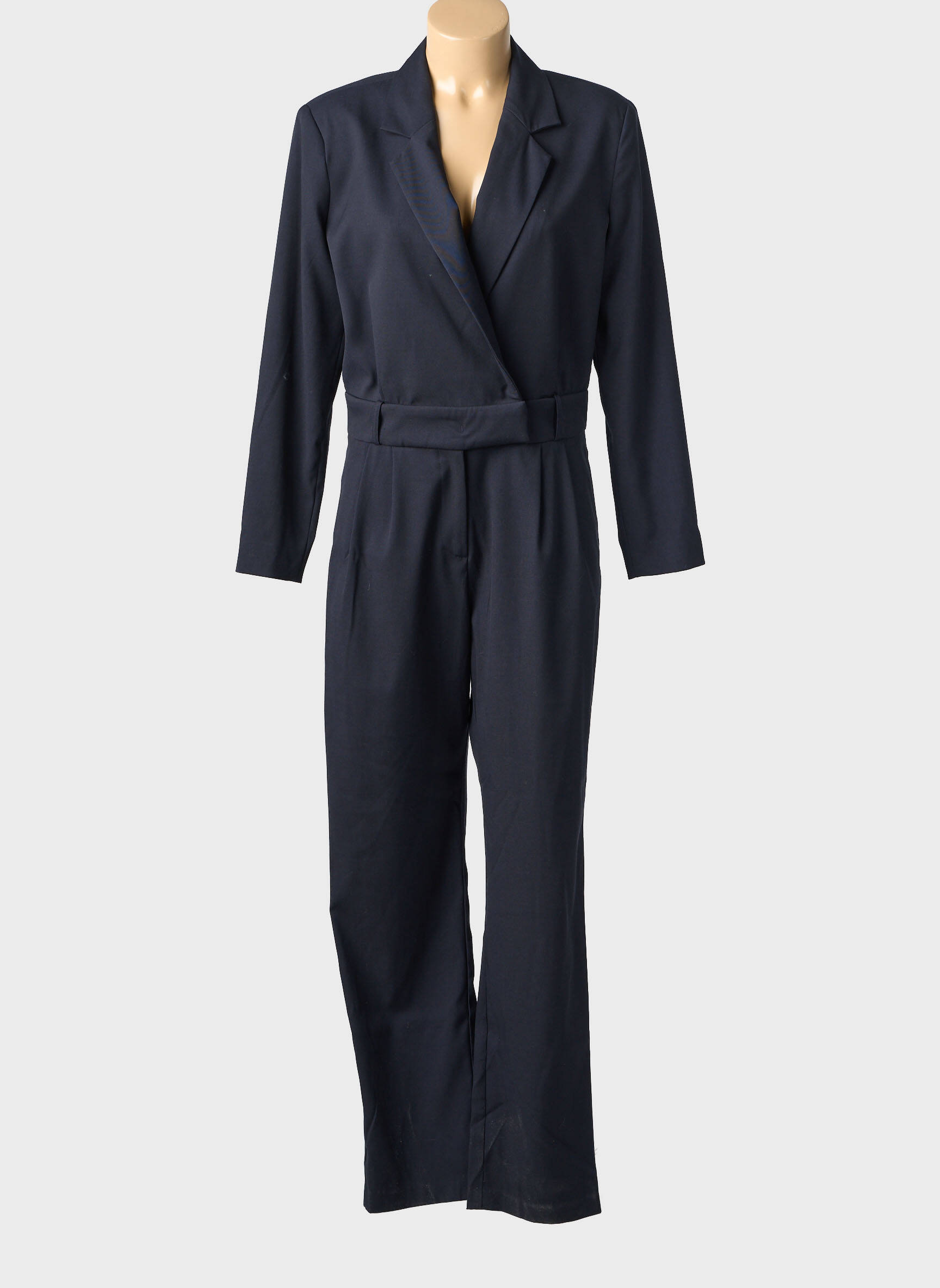 Salopetă-pantalon închidere cu nasturi pe față mâneci lungi albastru YAYA femeie
