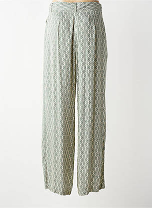 Pantalon larg croială fluidă talie cu cleme verde IKKS fată