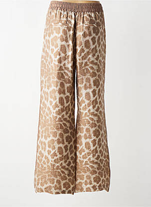 Pantalon larg țesătură crep mărime normală maro YAYA femeie