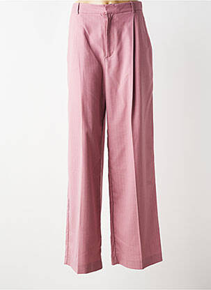 Pantalon larg țesătură crep talie înaltă roz IKKS femeie
