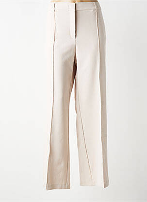 Pantalon drept țesătură crep talie înaltă bej YAYA femeie