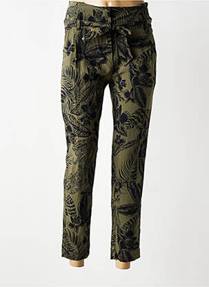 Pantalon 7/8 talie înaltă talie înaltă verde IKKS femeie