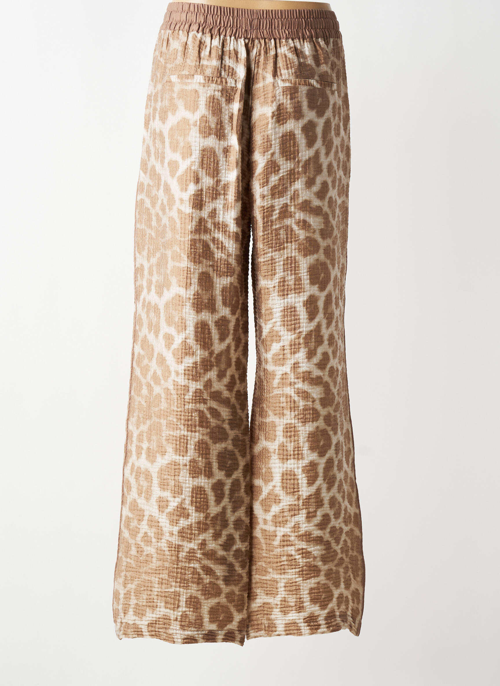 Pantalon larg țesătură crep mărime normală maro YAYA femeie