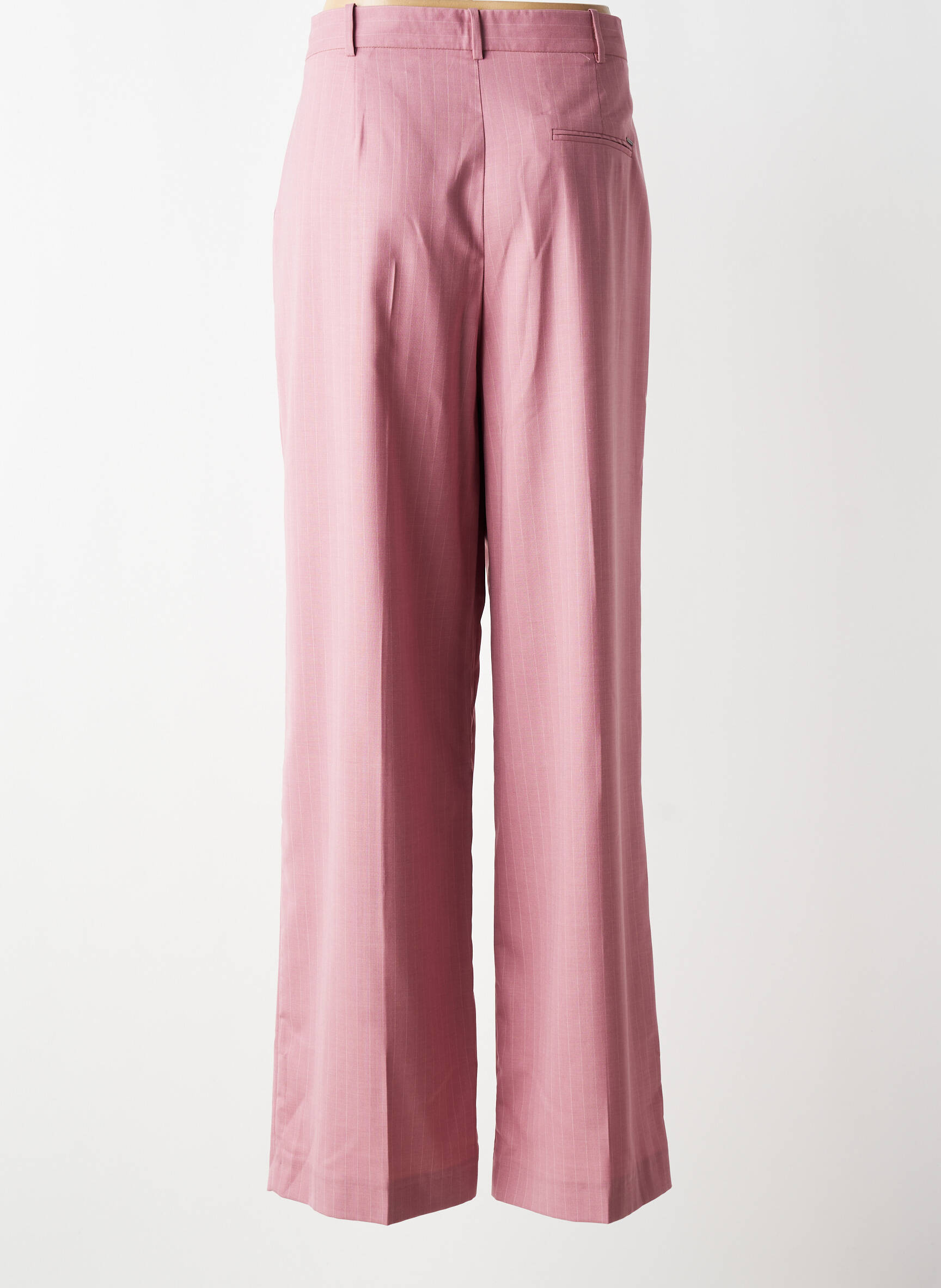 Pantalon larg țesătură crep talie înaltă roz IKKS femeie