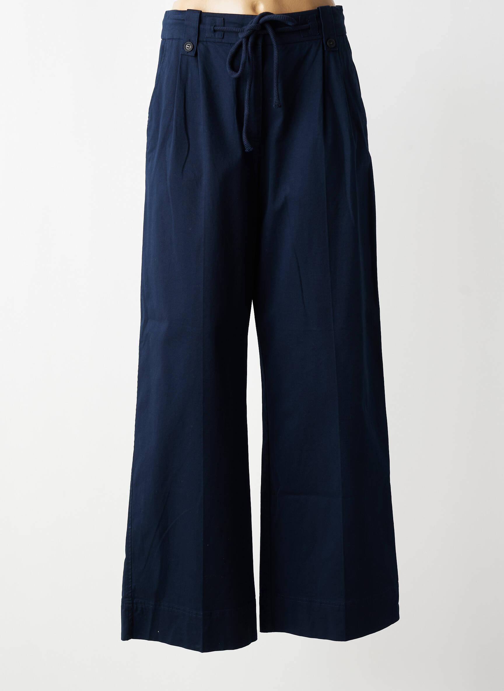 Pantalon larg țesătură poplin mărime normală albastru YAYA femeie