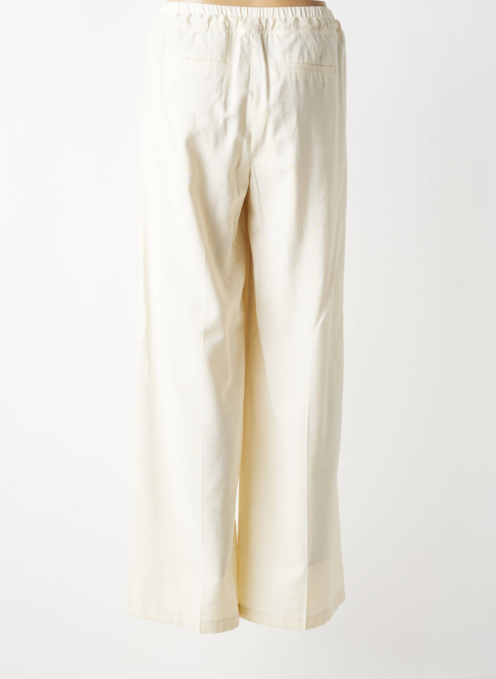 Pantalon larg țesătură crep mărime normală bej YAYA femeie