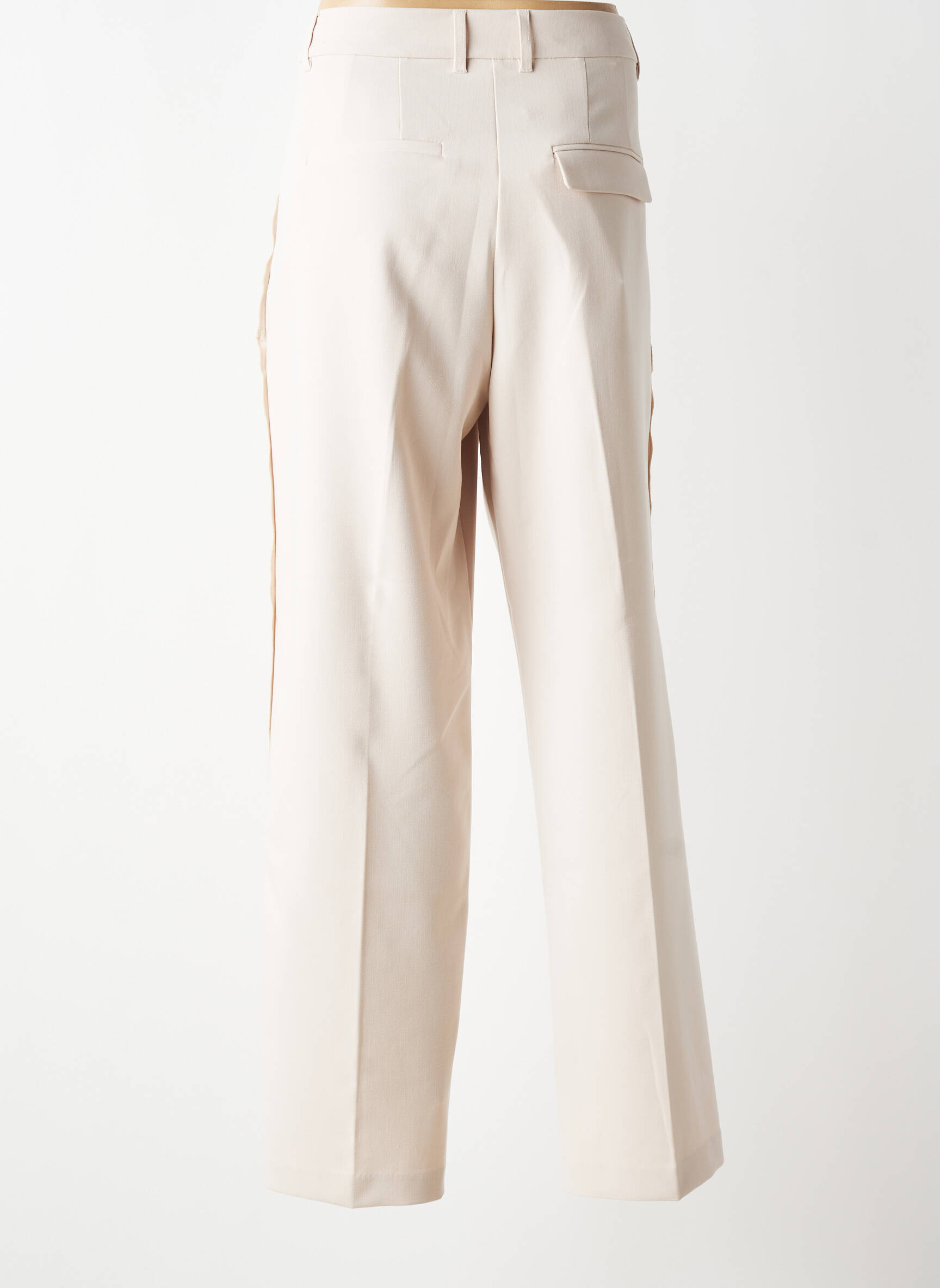 Pantalon drept țesătură crep talie înaltă bej YAYA femeie