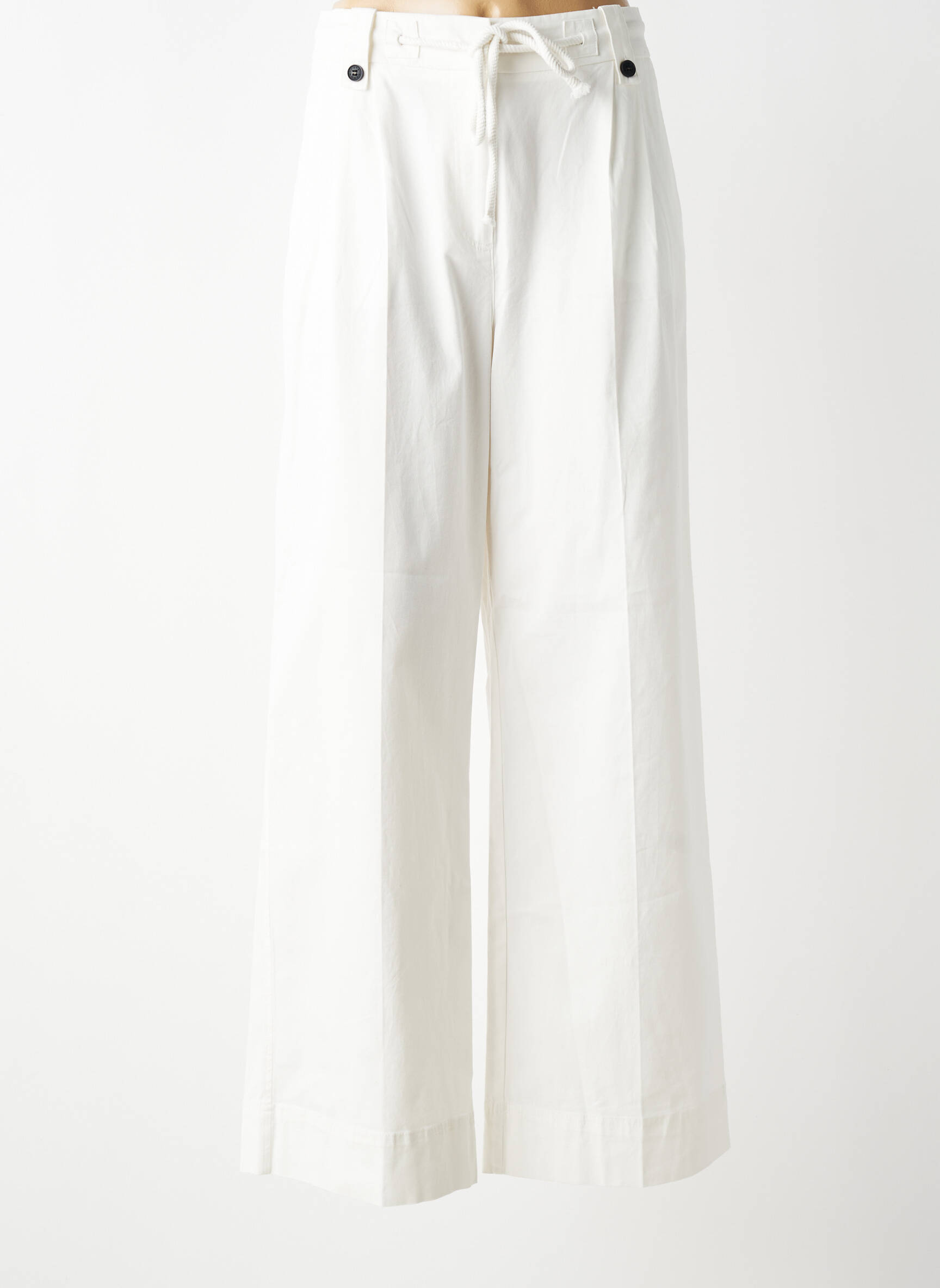 Pantalon larg țesătură poplin mărime normală alb YAYA femeie