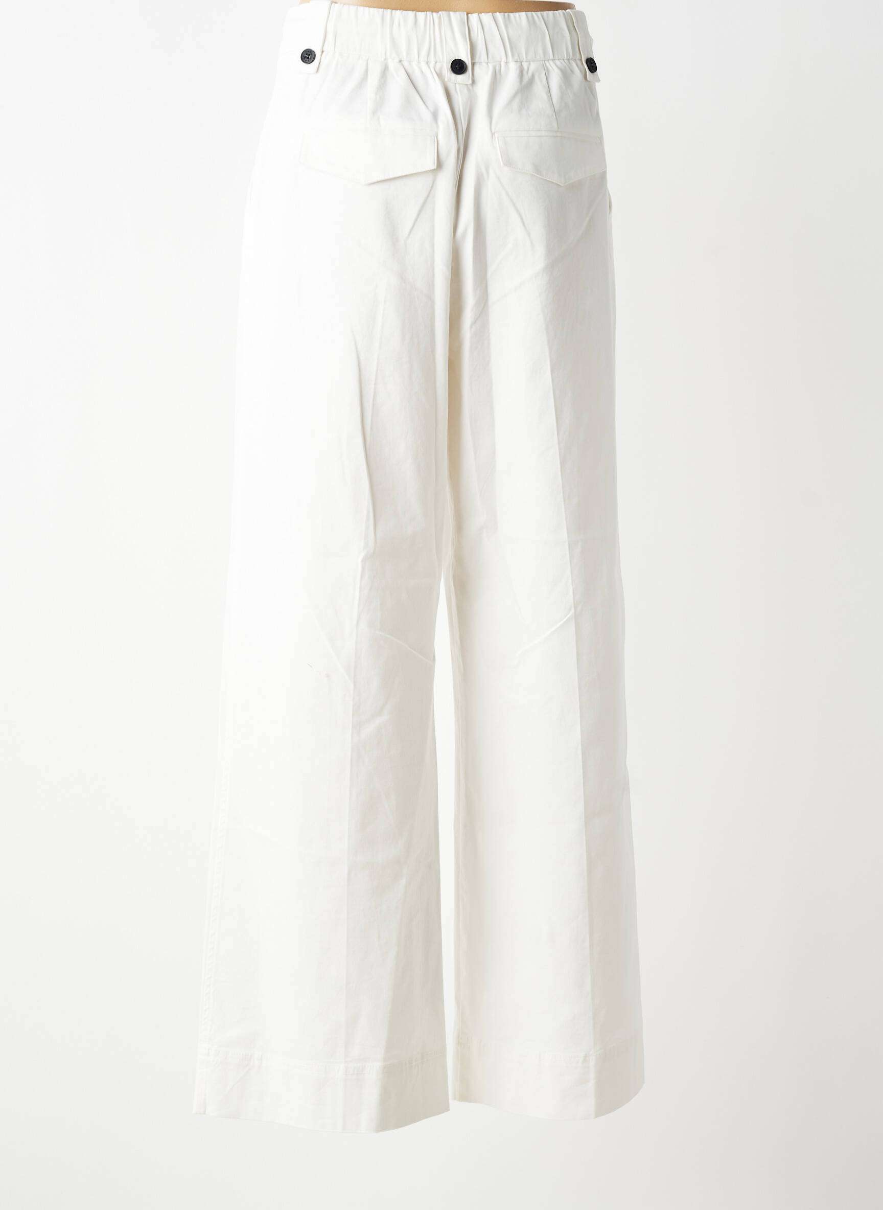 Pantalon larg țesătură poplin mărime normală alb YAYA femeie