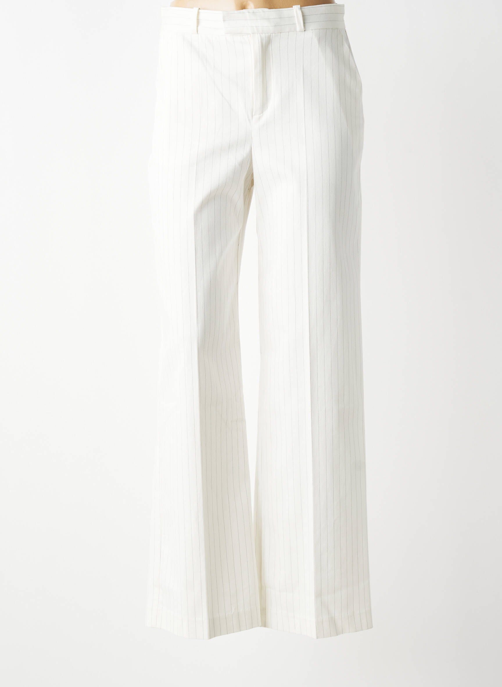 Pantalon drept talie cu cleme talie înaltă alb IKKS femeie