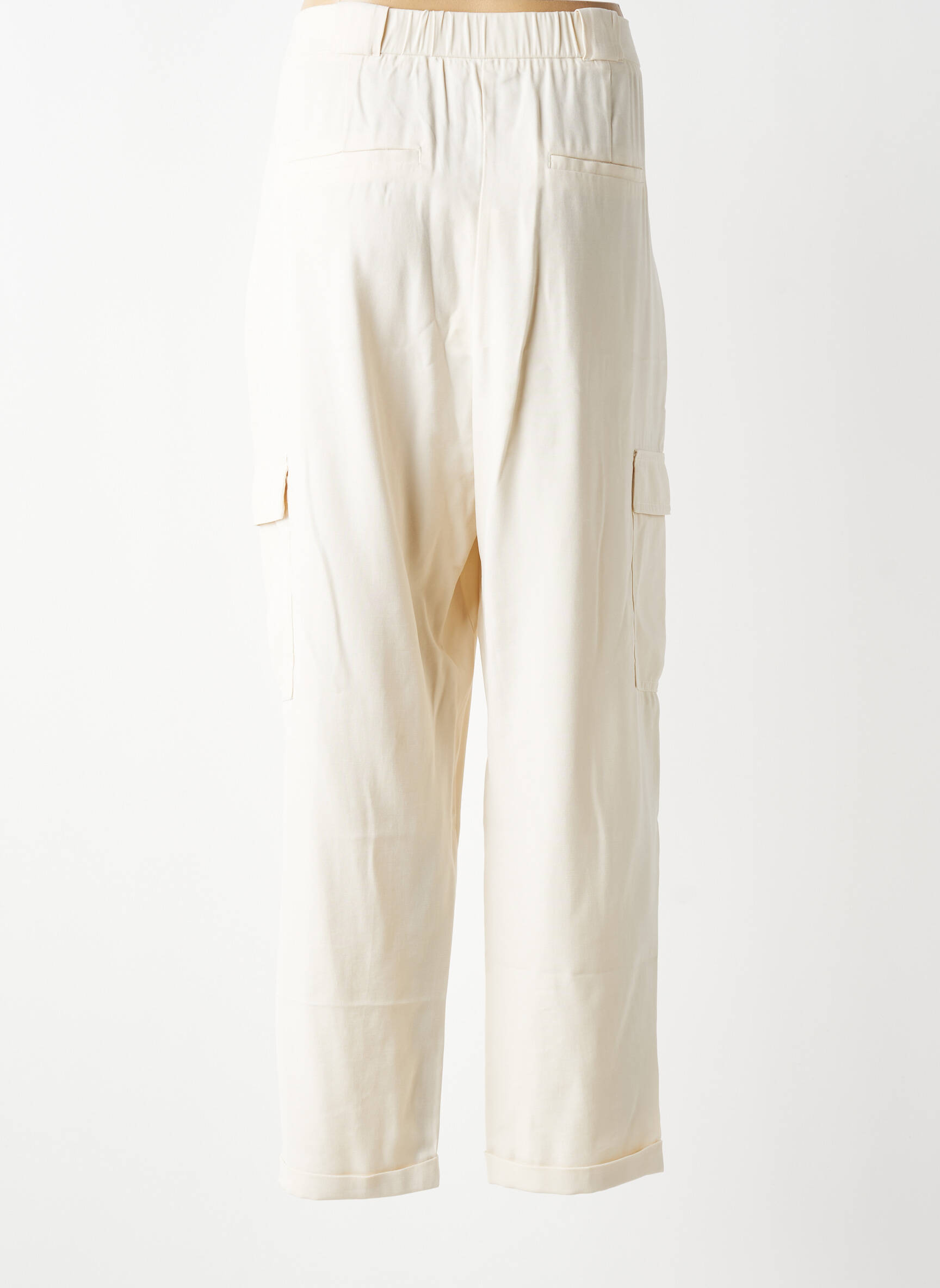 Pantalon cargo talie elastică mărime normală bej YAYA femeie