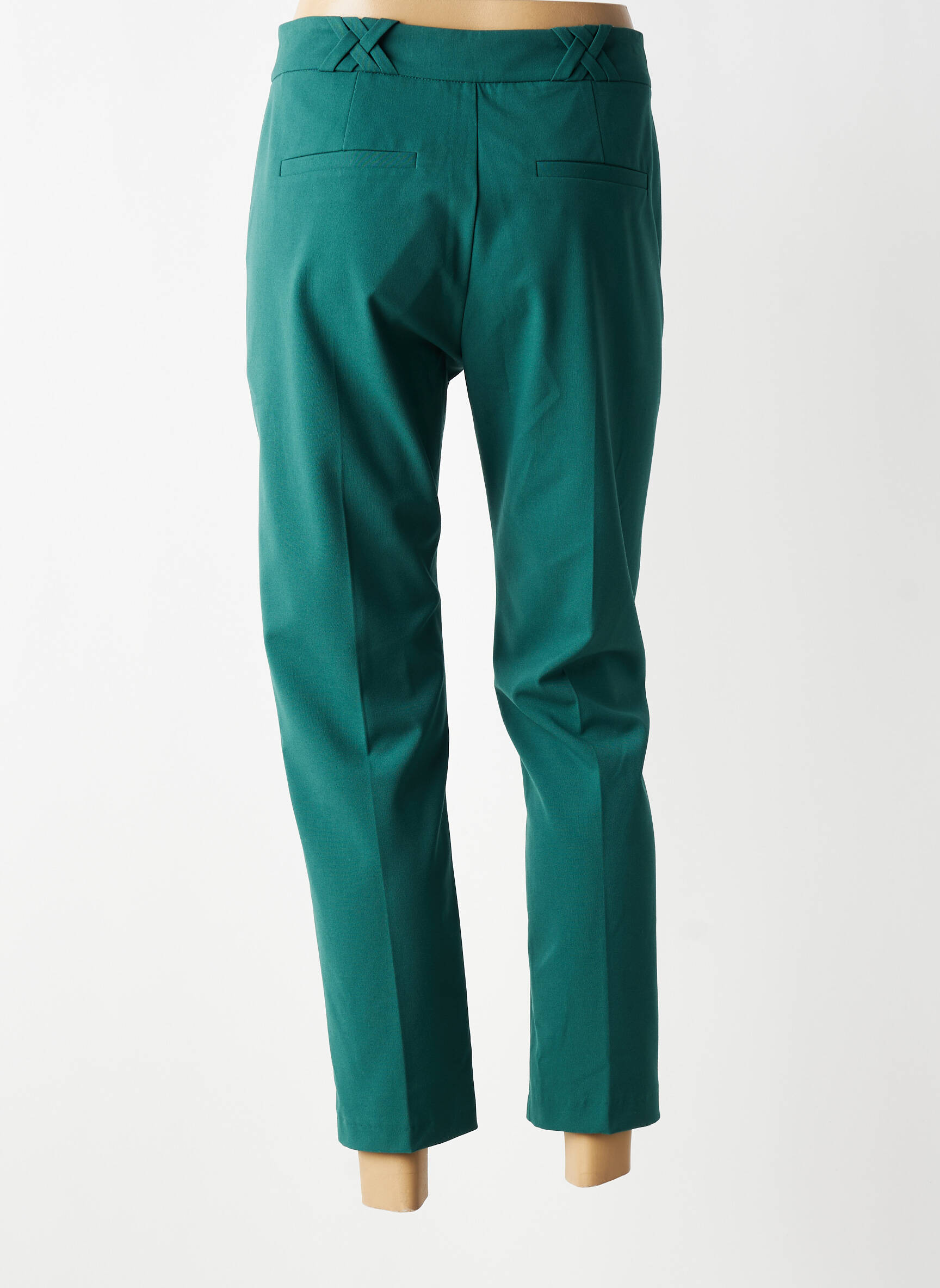 Pantalon chino închidere cu fermoar sub clapetă cu nasturi mărime normală verde I.CODE (By IKKS) femeie
