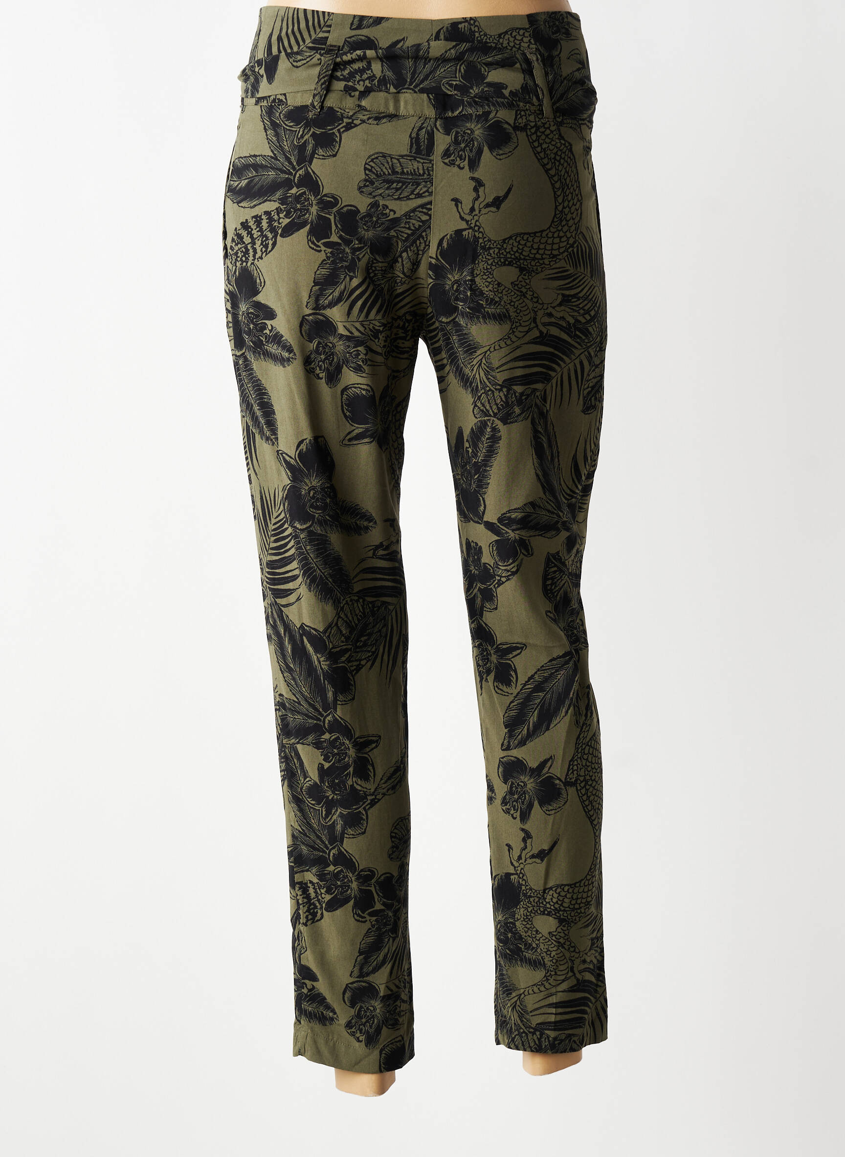 Pantalon 7/8 talie înaltă talie înaltă verde IKKS femeie