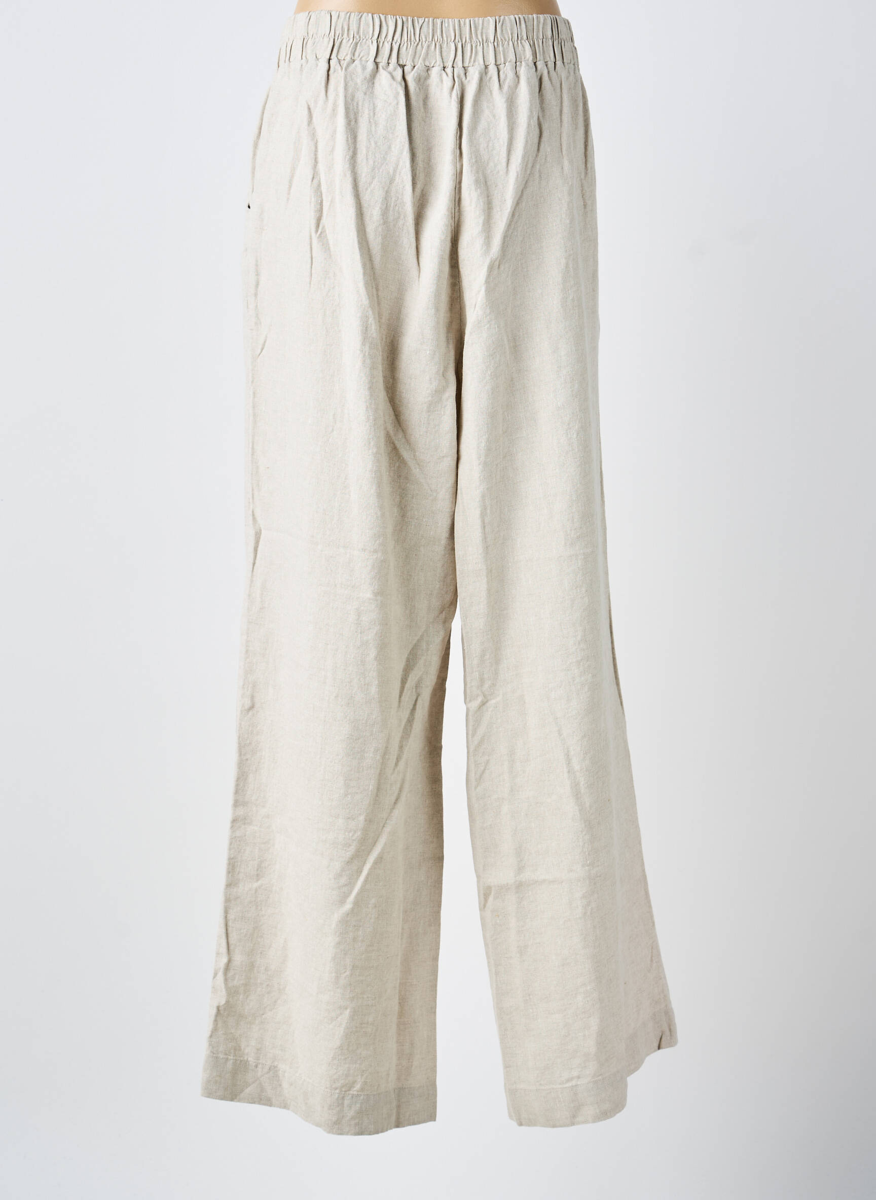 Pantalon larg țesătură crep mărime normală bej DOLCEZZA femeie