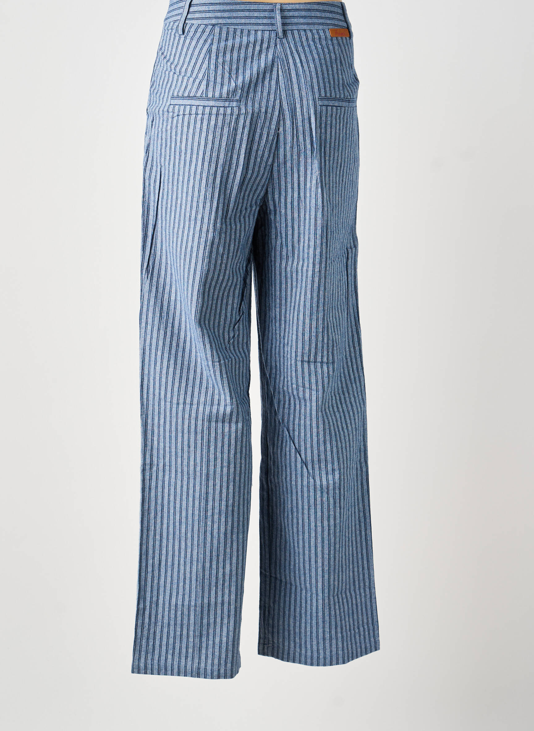 Pantalon larg închidere cu fermoar sub clapetă cu nasturi talie înaltă albastru ADORE femeie