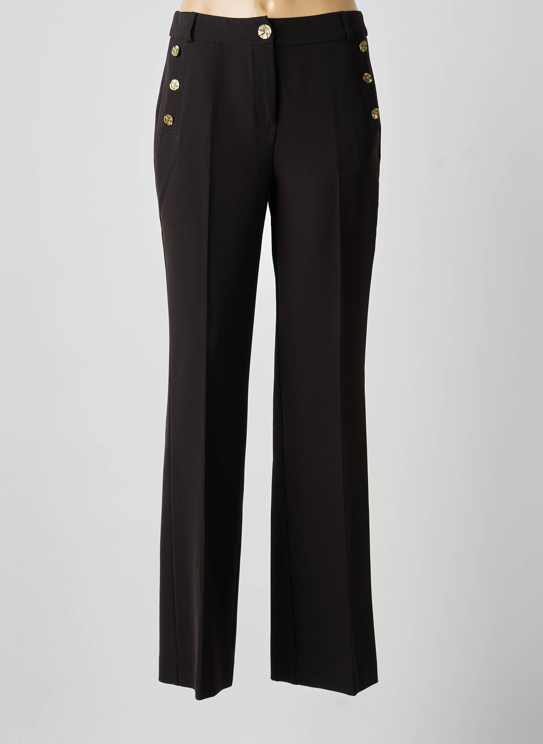 Pantalon evazat talie cu cleme talie înaltă negru EVA KAYAN femeie
