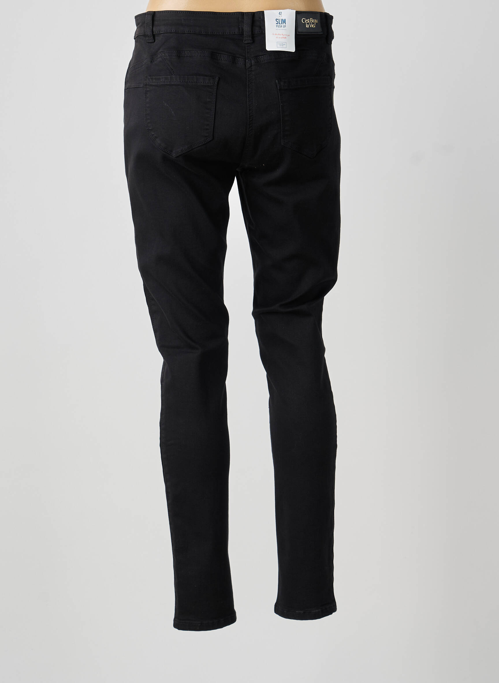 Blugi cu croială slim elasticitate mărime normală negru C'EST BEAU LA VIE femeie