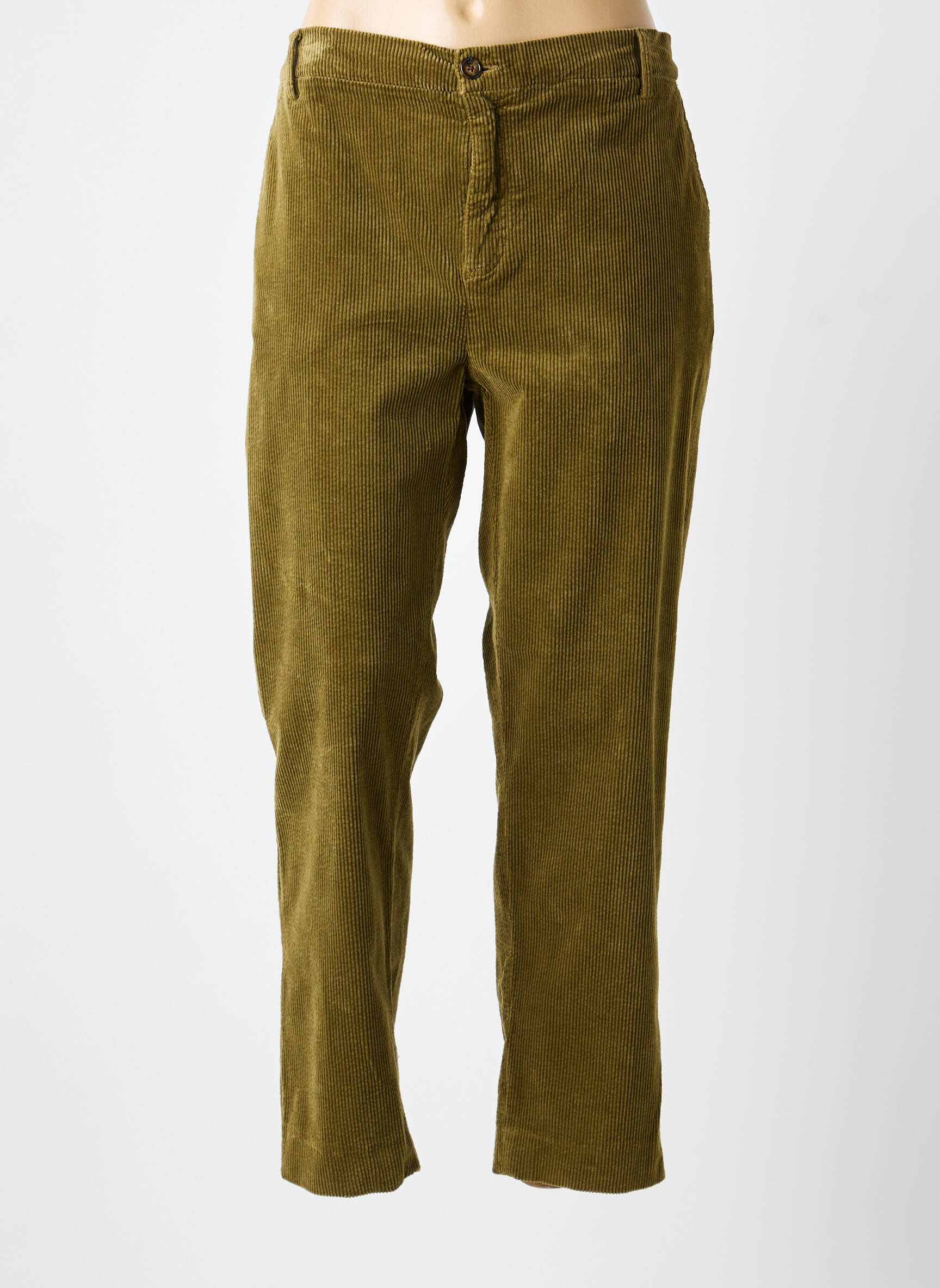 Pantalon chino închidere cu fermoar sub clapetă cu nasturi mărime normală verde HOD femeie