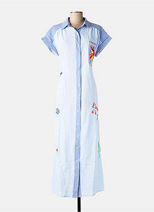 Rochie lungă mâneci scurte mâneci scurte albastru INSPIRATION STUDIO femeie