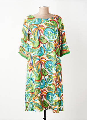 Rochie midi mâneci 3/4 mâneci 3/4 verde ORIENTIQUE NATURALLY femeie
