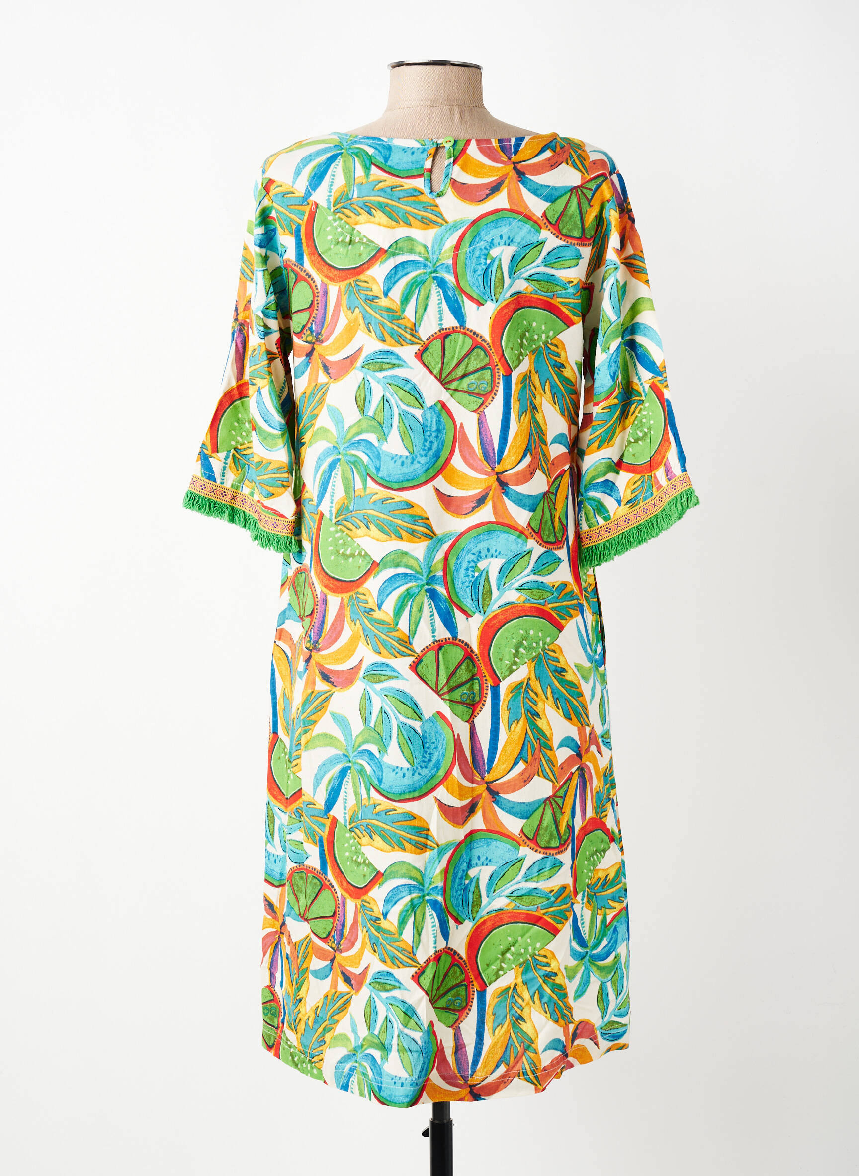 Rochie midi mâneci 3/4 mâneci 3/4 verde ORIENTIQUE NATURALLY femeie
