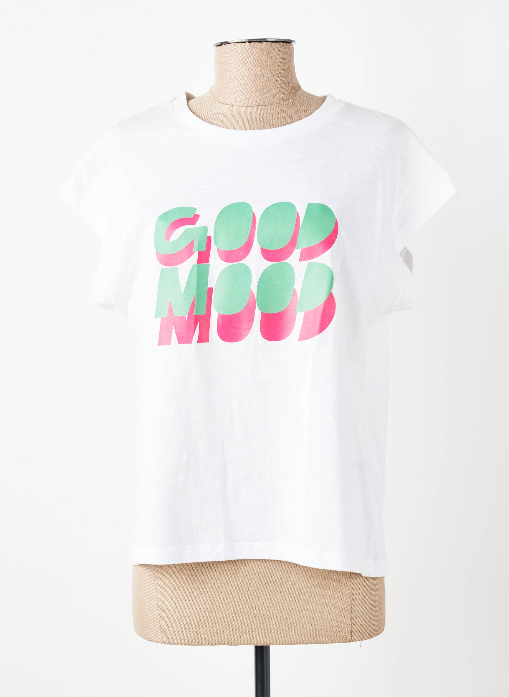 Tricou croială dreaptă mâneci scurte bej ANOUK ET NINON femeie