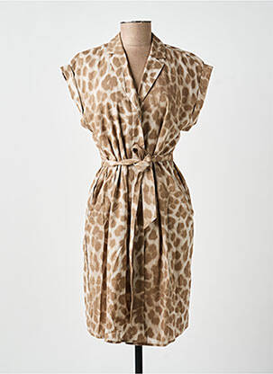 Rochie midi mâneci scurte mâneci scurte maro YAYA femeie