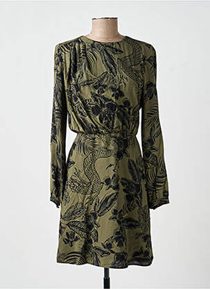 Rochie midi imprimeu fantezie mâneci lungi verde IKKS femeie