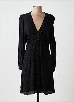Rochie midi țesătură crep mâneci lungi negru IKKS femeie